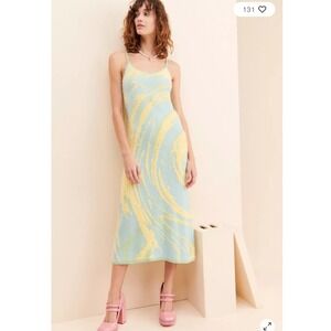House of‎ Sunny Knit Cucumber CYPRESS HOCKNEY DRESS Cut Out Midi Dress Womens 8